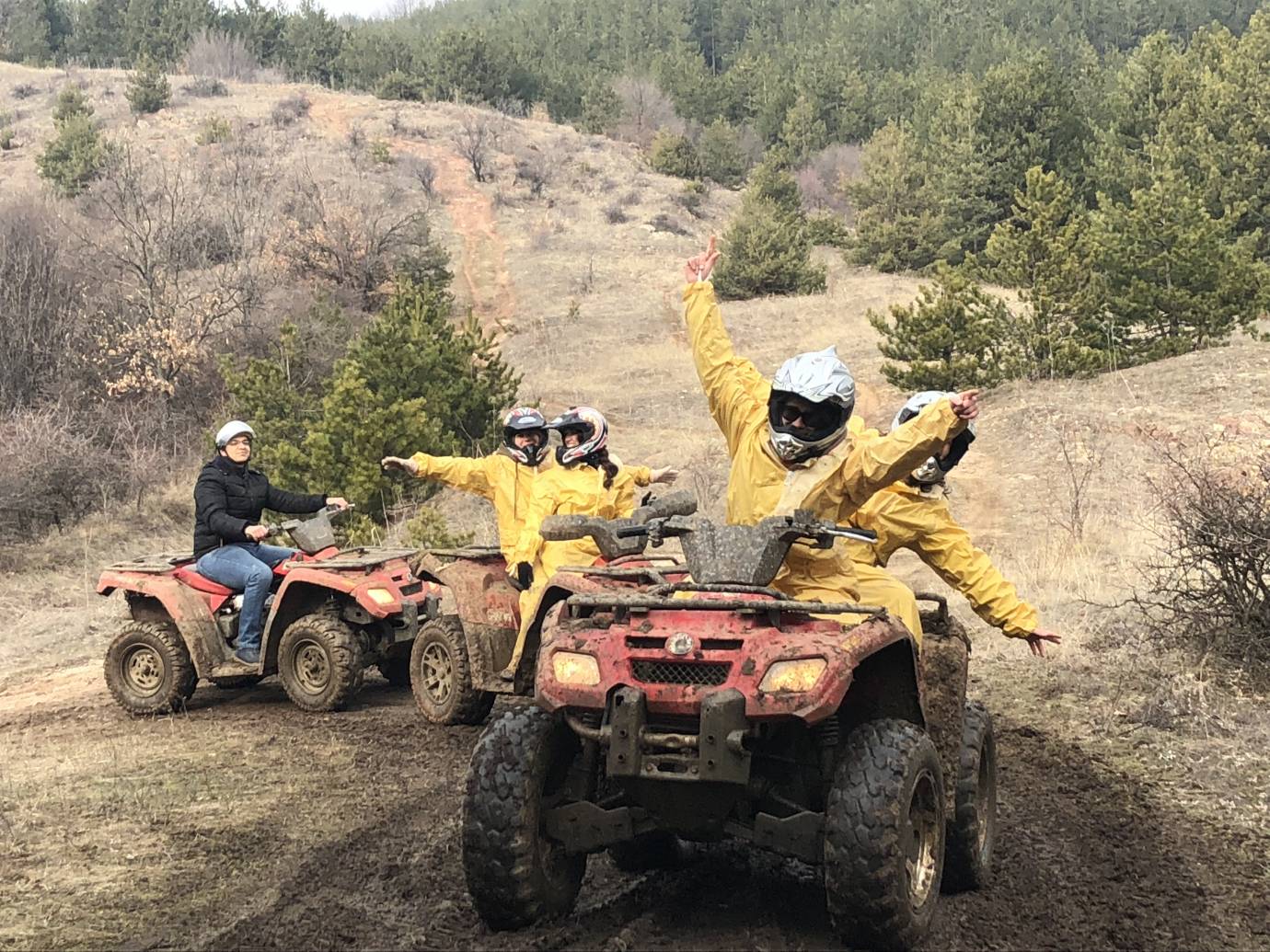 Can-Am ATV quad bike on a muddy mountain trail near Sofia
