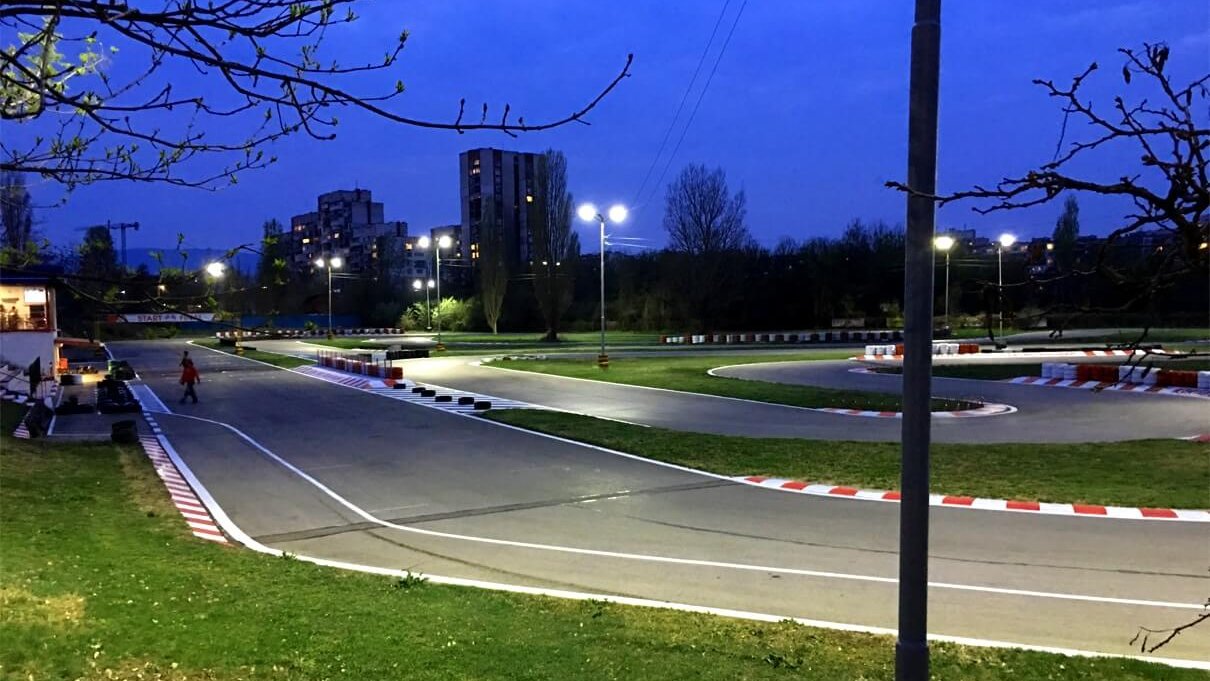 Go karting track at night in Sofia