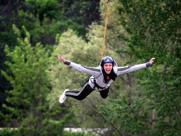 Zipline over the Struma River near Sofia, Bulgaria