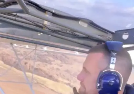 In the cockpit of the Apollo Fox above the fields north of Sofia