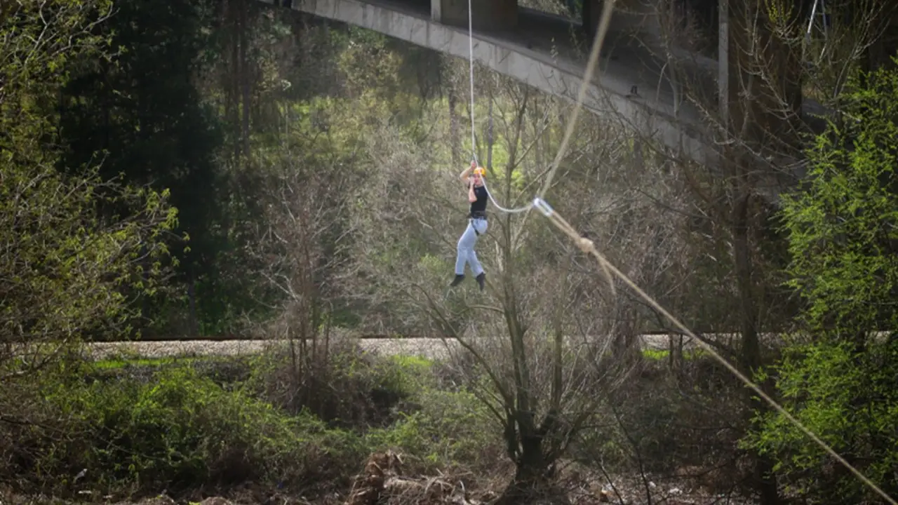 Zipline over the Struma river, Bulgaria