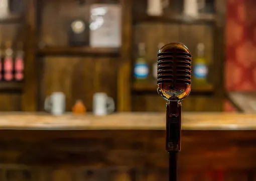 Vintage microphone on the bar counter