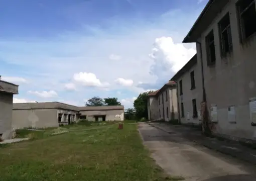 Long low buildings on Persin Island today