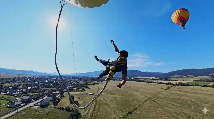 Bungee jump from a hot air balloon near Sofia