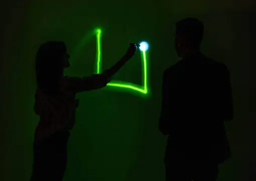 Drawing with light on the glow wall
