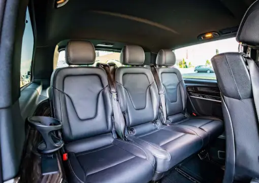 Leather seats inside the Mercedes V-Class