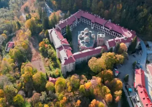 Rila Monastery from the air, in the Rila Mountains