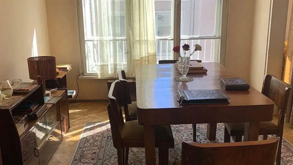 Dining room of The Red Flat Sofia, a 1980s communist apartment