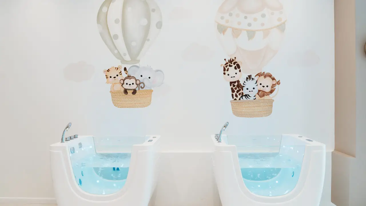 Two warm float tubs at DISI Baby SPA & Care, a baby spa in Sofia