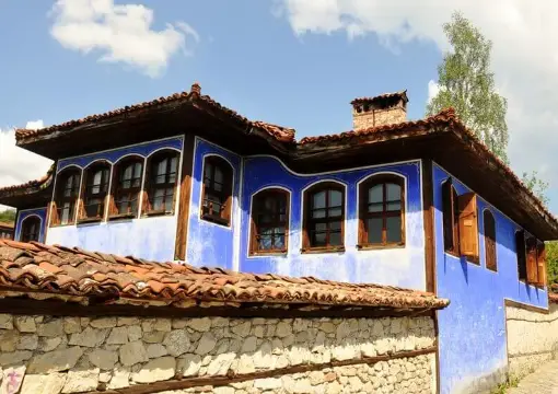 A blue painted Revival house in Koprivshtitsa