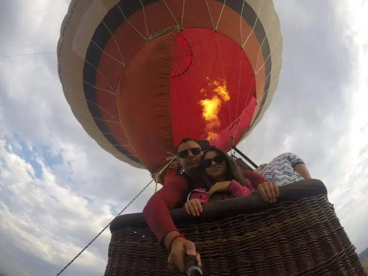 Burner flame inside a hot air balloon