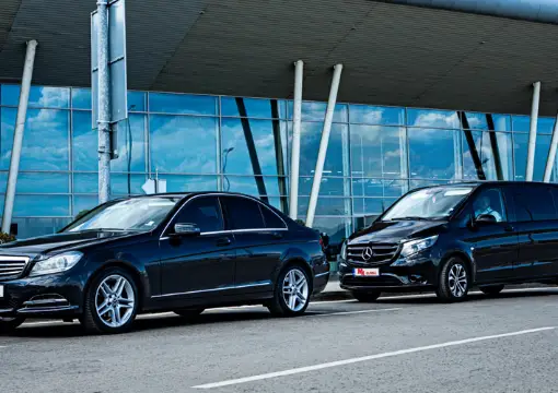 Mercedes C-Class and Vito outside Sofia Airport