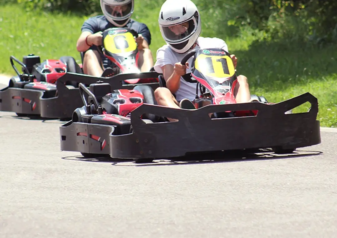 Two karts racing side by side