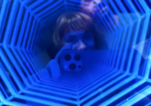 Infinity tunnel of blue light