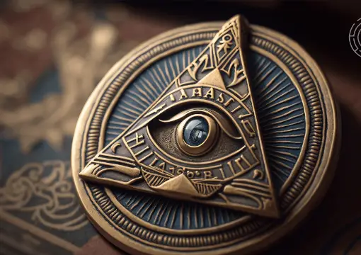 Bronze Masonic emblem with the all seeing eye