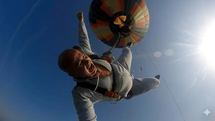 Bungee jump from a tethered hot air balloon