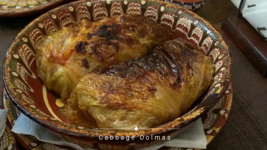 Cabbage rolls baked in a clay dish